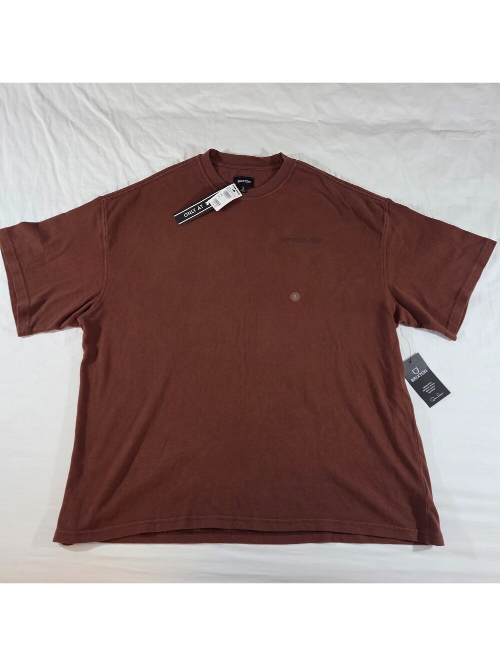 Brixton Quality Goods Relaxed Knit T-Shirt Men's L Brown NWT Organic Cotton
